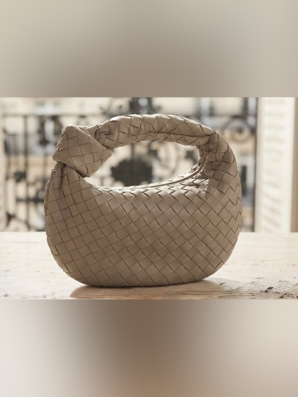 Urban Expressions Cream Woven Knot-Top Hobo Bag